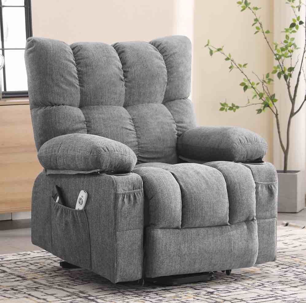 JONPONY Power Lift Recliner Chair for Elderly with Heat and Vibration Massage Recliner Chair with USB Charge Port for Living Room- Infinite Position, Side Pocket,Grey