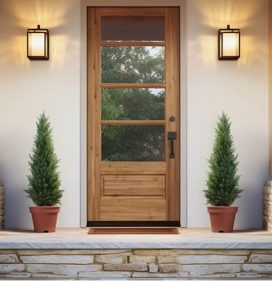Artificial Cedar Tree 2 Pack 3 ft Outdoor Artificial Topiary Cedar Plants Fake Tree UV Rated Potted Plants for Porch Decor Faux Pine Tree for Perfect Housewarming Gift