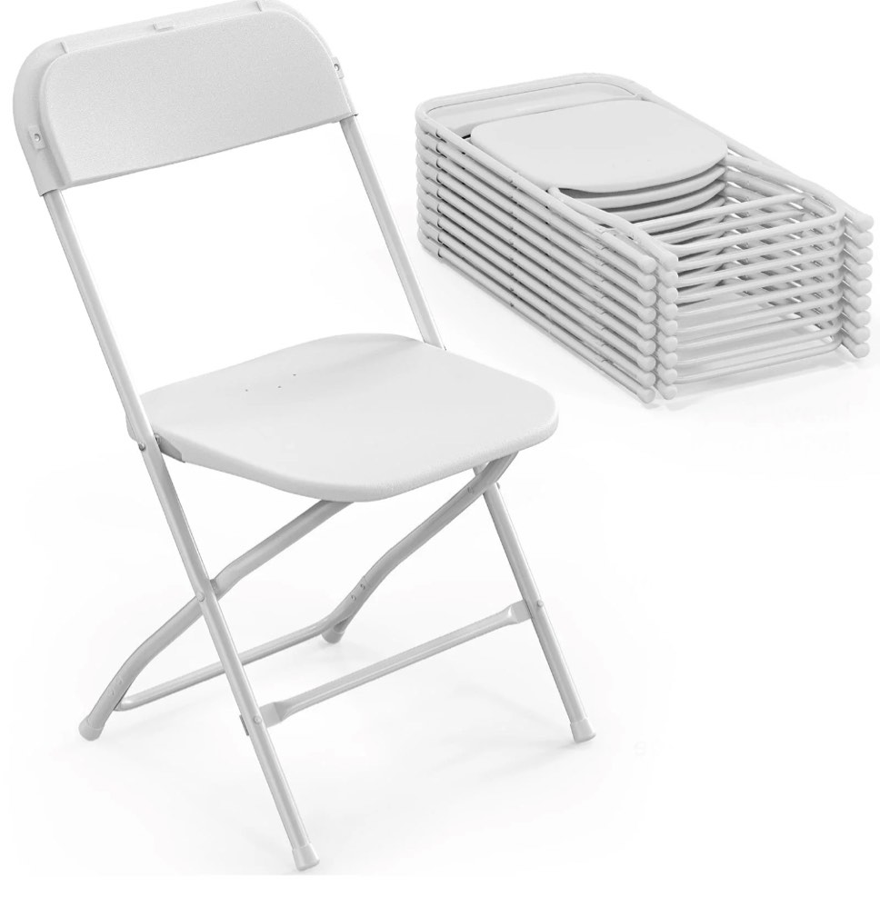 Matladin 10 Pack Folding Chairs, Portable Plastic Chairs for Outdoor, 350lb Capacity, White
