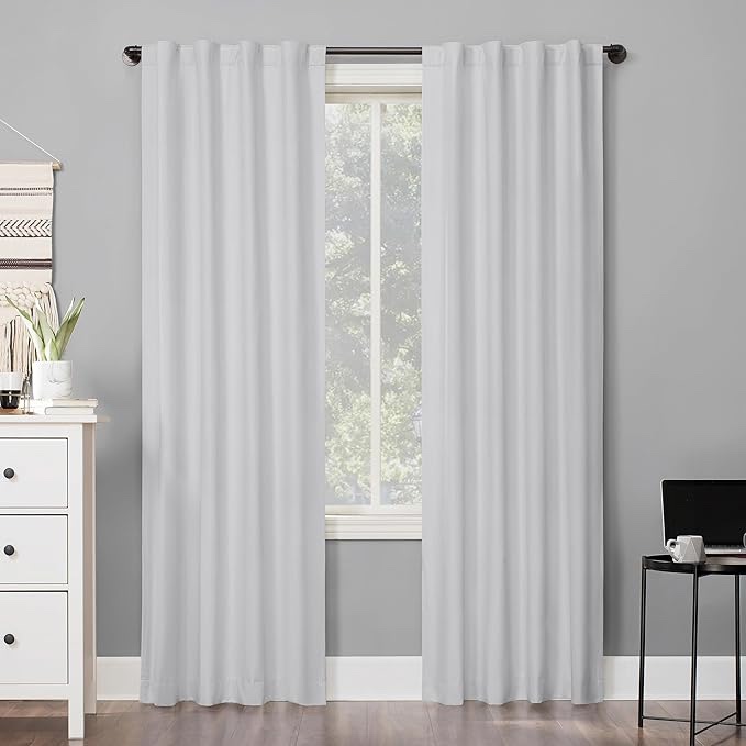 Sun Zero Cyrus 2-Pack Thermal 100% Total Blackout Back Tab Curtain Panel Pair, Stone Beige, 40" W x 84" L (2 Panels)