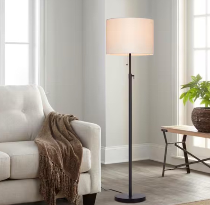 60.5"x18" Cut Off Base Floor Lamp Black Metal/Wood - Threshold™