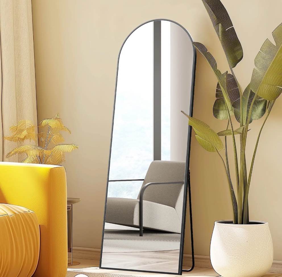 CONCETTA 59"x16" Arched Full Length Mirror, Full Body Standing Mirror Floor Mirrors, Black 