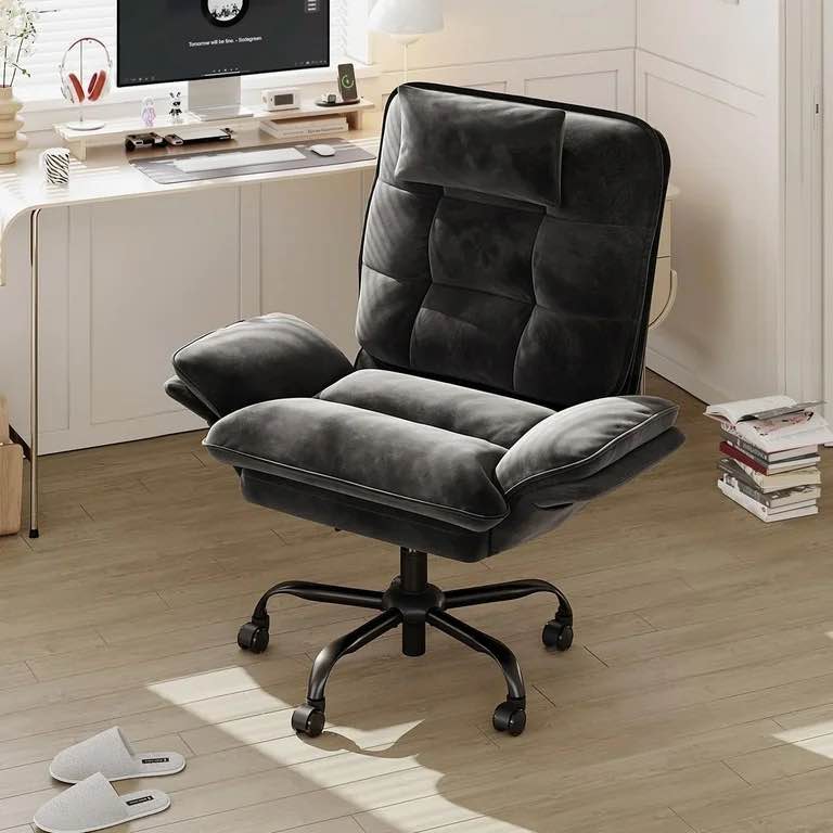 bestier big and tall executive office chair with flip-up arms for adults, adjustable height, reclining office chair with headrest & side pockets in black