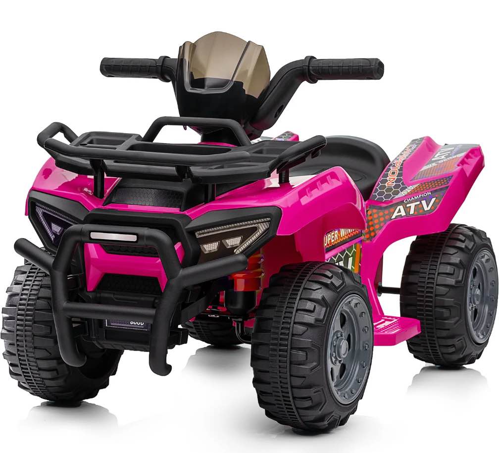 Hikiddo 6V Ride-on Toy for Toddlers, Kids ATV 4 Wheeler for 1-3 Boys & Girls with Music - Rose Pink