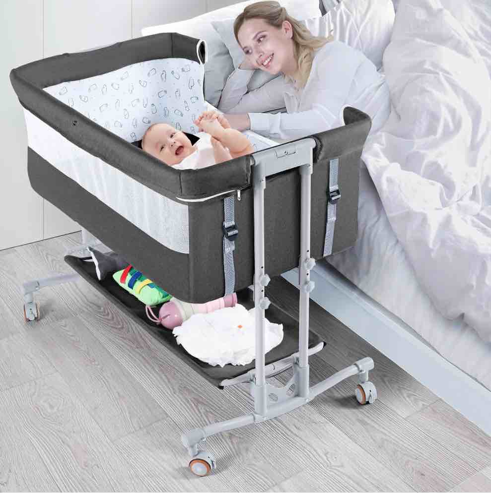 Babyeap Baby Bassinet Bedside Sleeper Bassinet For 0-5 months Baby Unisex (Dark Gray)