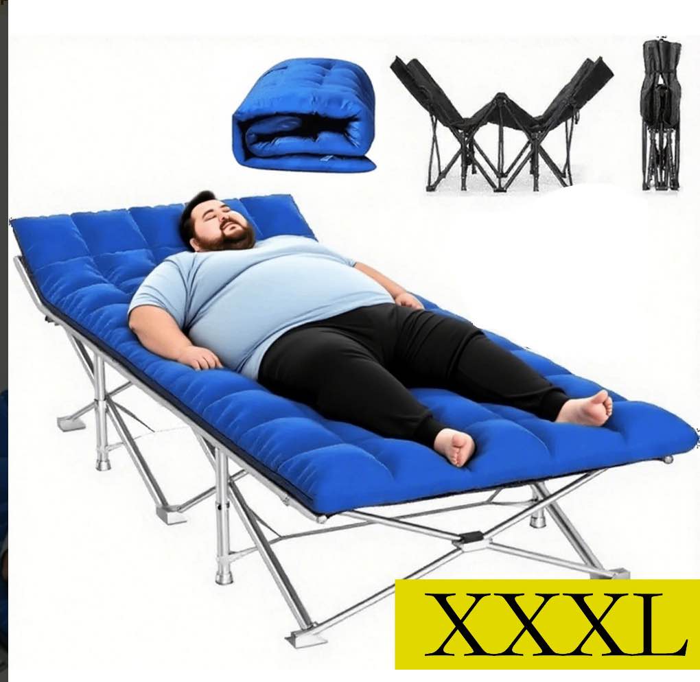 Dolemoduo Oversized Camping Cot,XXXL-83*32in Folding Camping Cot Bed for Adults Sleeping 1200D Double Layer Oxford Portable Folding Outdoor Cots for Camping-Blue