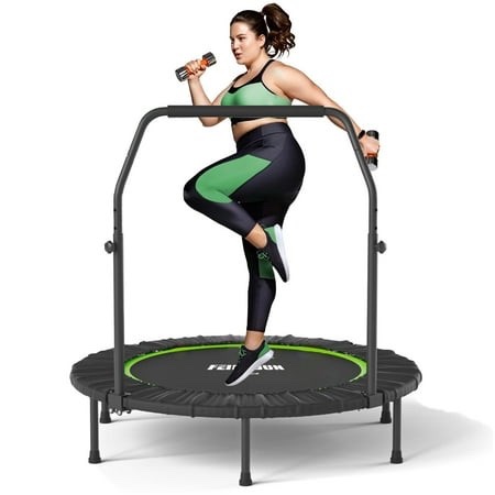40 Foldable Trampoline Fitness Rebounder with Adjustable Foam Handle Exercise Trampoline for Adults/kids Indoor/Garden Workout Max Load 330lbs