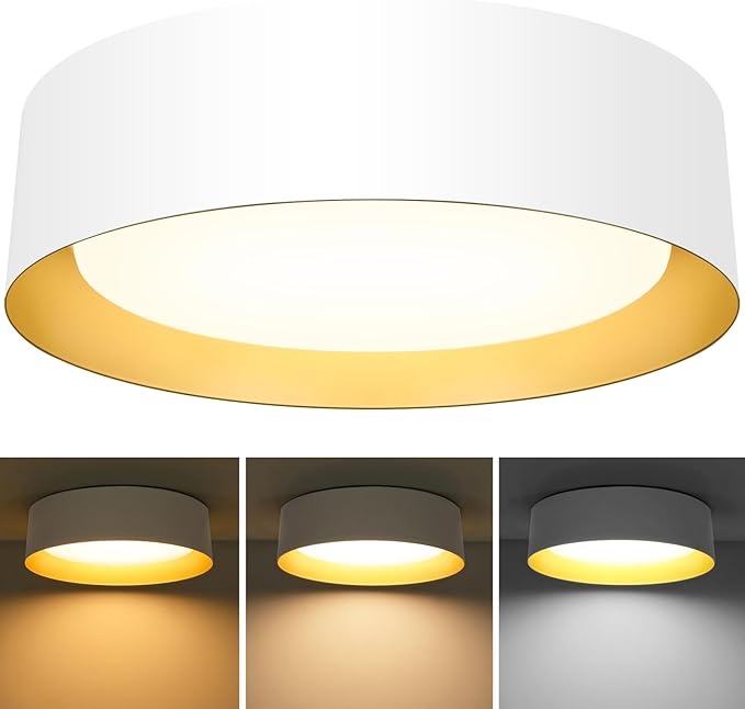 BrightHome Flush Mount Ceiling Light White, 25W LED Ceiling Light Fixture 250W Equivalent, CCT Adjustable 3000K 4000K 5000K, 13in Modern Dimmable Flush Mount Light Fixture for Bathroom Hallway