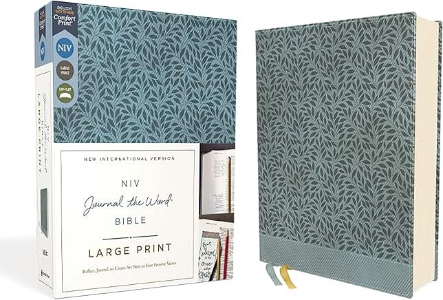 NIV, Journal the Word Bible (Perfect for Note-Taking), Large Print, Leathersoft, Teal, Red Letter, Comfort Print: Reflect, Take Notes, or Create Art Next to Your Favorite Verses