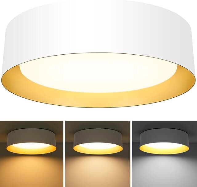 BrightHome Flush Mount Ceiling Light White, 25W LED Ceiling Light Fixture 250W Equivalent, CCT Adjustable 3000K 4000K 5000K, 13in Modern Dimmable Flush Mount Light Fixture for Bathroom Hallway