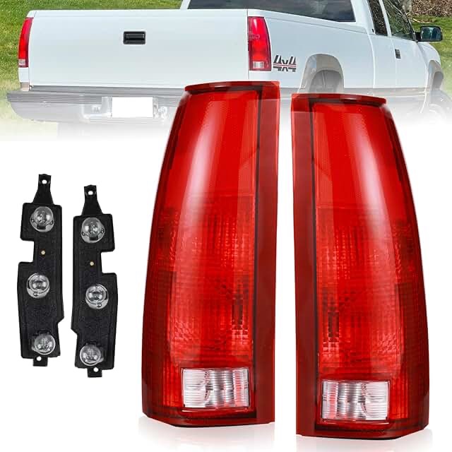 Boine Tail Light Compatible With 1988-1999 Chevy GMC Silverado Sierra C/K 1500 2500 3500 Suburban Tahoe Blazer Yukon Cadillac Escalade Driver and Passenger Side (Red with Circuit Board)