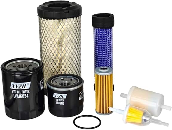 TONNISI LVA21128 Filter Kit Fits John Deere 3032E 3036E 3038E Compact Utility Tractors Replaces Air Outer M131802/Air Inner M131803/Oil M806419/Fuel MIU800645/Hydraulic LVA16054/Transmission LVA14703