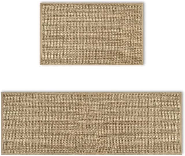 Artoid Mode Washable Non-Skid Kitchen Rugs and Mats Set of 2, Rubber Backing Kitchen Mats for Floor Front of Sink Home Decor - 17x29 and 17x47 Inch