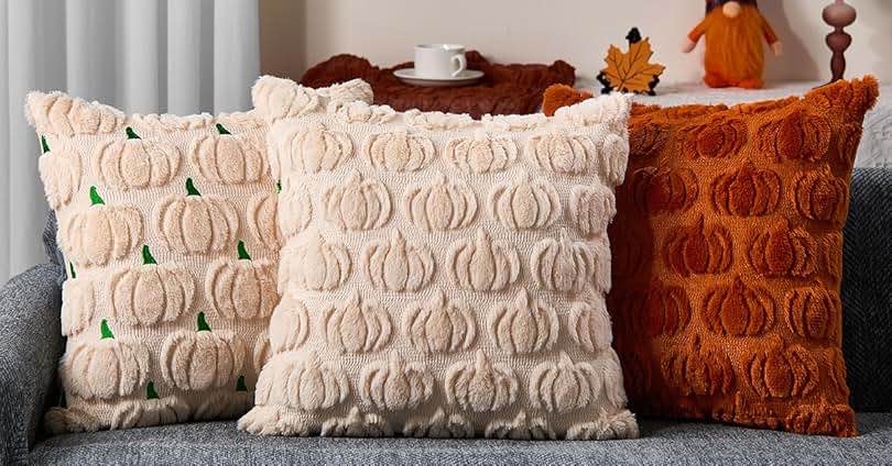 DFXSZ Fall Pillow Covers 20x20 Set of 2 Fall Decorations Autumn Beige Pumpkin Throw Pillow Cases Soft Plush Faux Fur Wool Couch Cushion Case for Chair Sofa Bedroom Living Room Home Decor PTK02B20