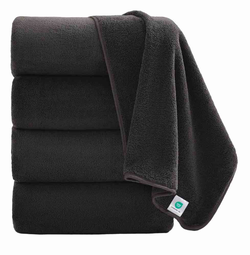 Jessy Home 4 Pack Oversized Bath Sheet Towels 700 GSM Ultra Soft Black Bath Towel Set