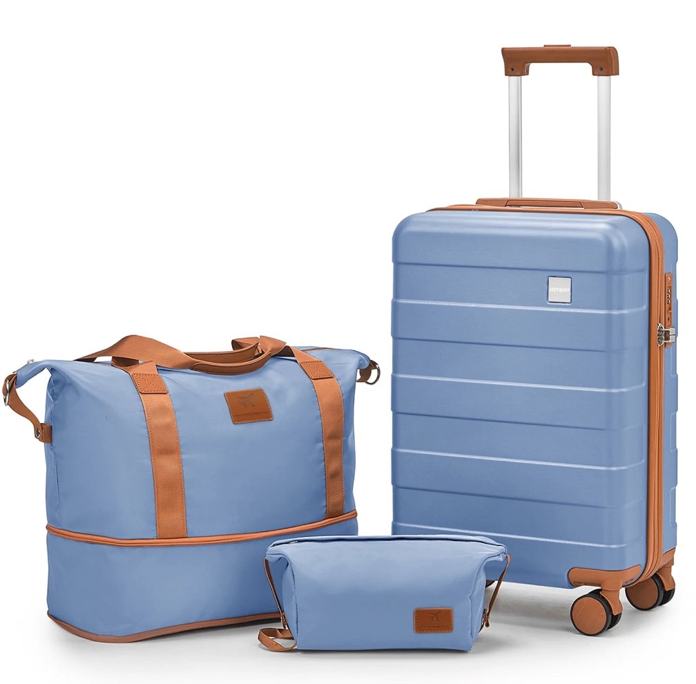 Joyway Carry on Luggage 20 in Carry-on Suitcase with Spinner Wheels Hardside 3PCS Set with TSA Lock-Ice Blue