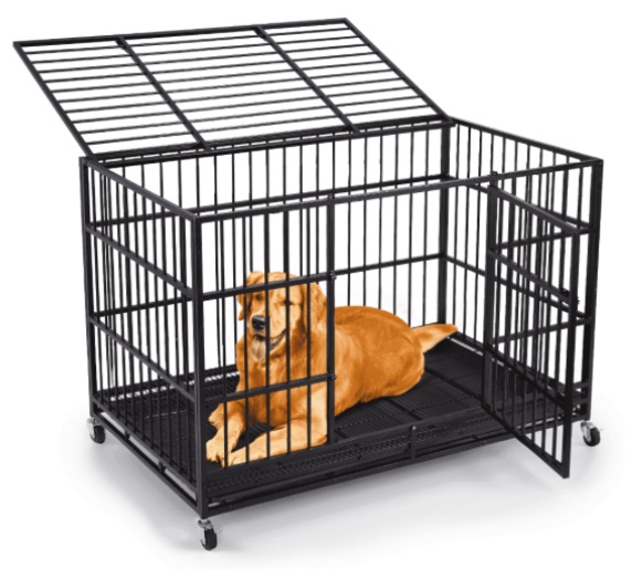 CAMMOO 48" Heavy Duty Dog Crate Cage with 4 Lockable Wheels for Indoor & Outdoor,XL Kennel for Large Dog,Max Load 300Lbs