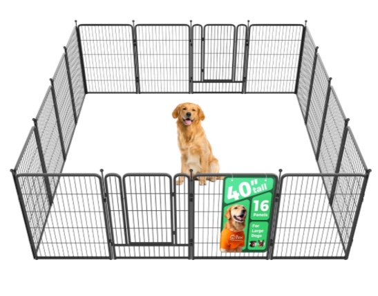 FXW Rollick Unleashed Dog Playpen for Indoor, Yard, RV Camping, 40 inch 16 Panels for Medium and Large Dogs?Patented