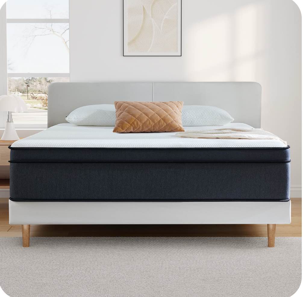 Queen Mattress, JIAVA 12 in Medium Hybrid Innerspring Mattress in a Box, Queen Size Mattress