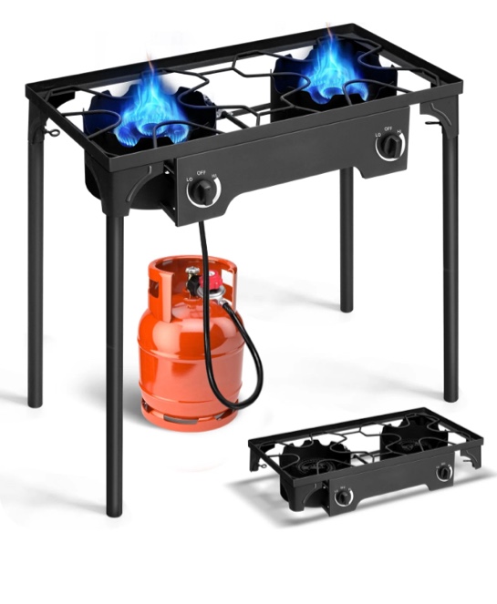 Ktaxon 2 Burner 150000 BTU Cooker Outdoor Camping Picnic Stove Stand BBQ Grill