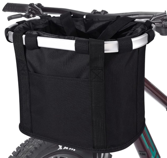 JLSJ Front Bike Basket, Detachable Bicycle Handlebar Basket Folding Bike Basket Carrier for Dogs Cats Pet