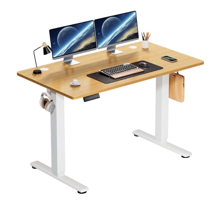 edx Electric Standing Desk, Height Adjustable Desk, 48 x 24 Inches Ergonomic Stand up Desk with Memory Preset for Home Office, Natural
