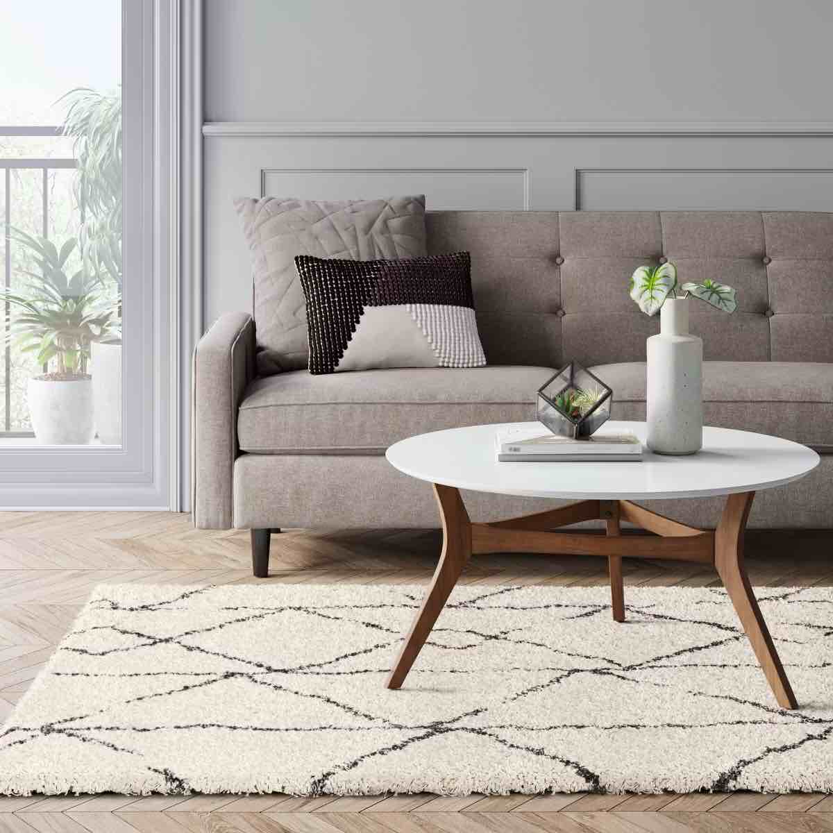 5'x7' Vola Geometric Symbol Area Rug Gray - Threshold™: Modern Medium Pile Indoor Rectangle Rug, Polypropylene
