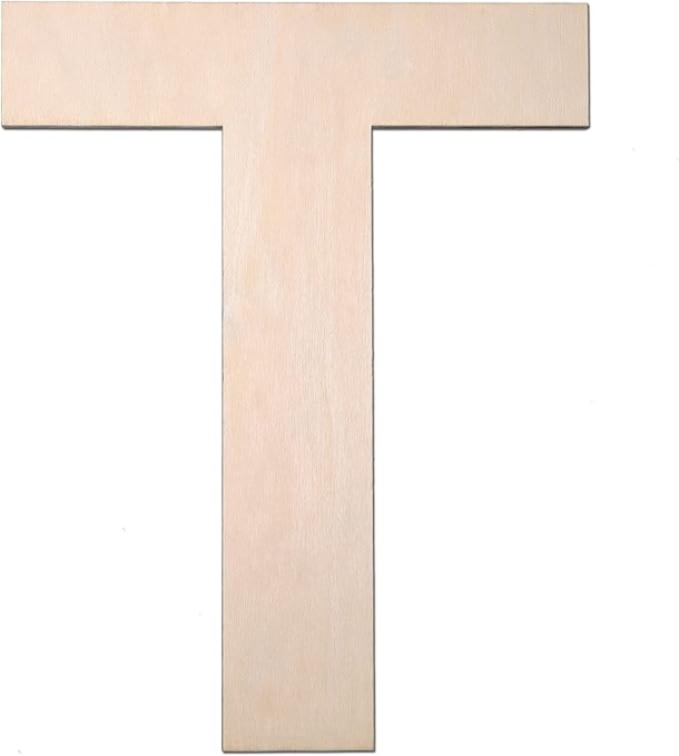 12 Inch Wooden Letter T, 1/4 Inch Thick Large Unfinished Wood Letter for DIY Crafts Home Wall Decor
