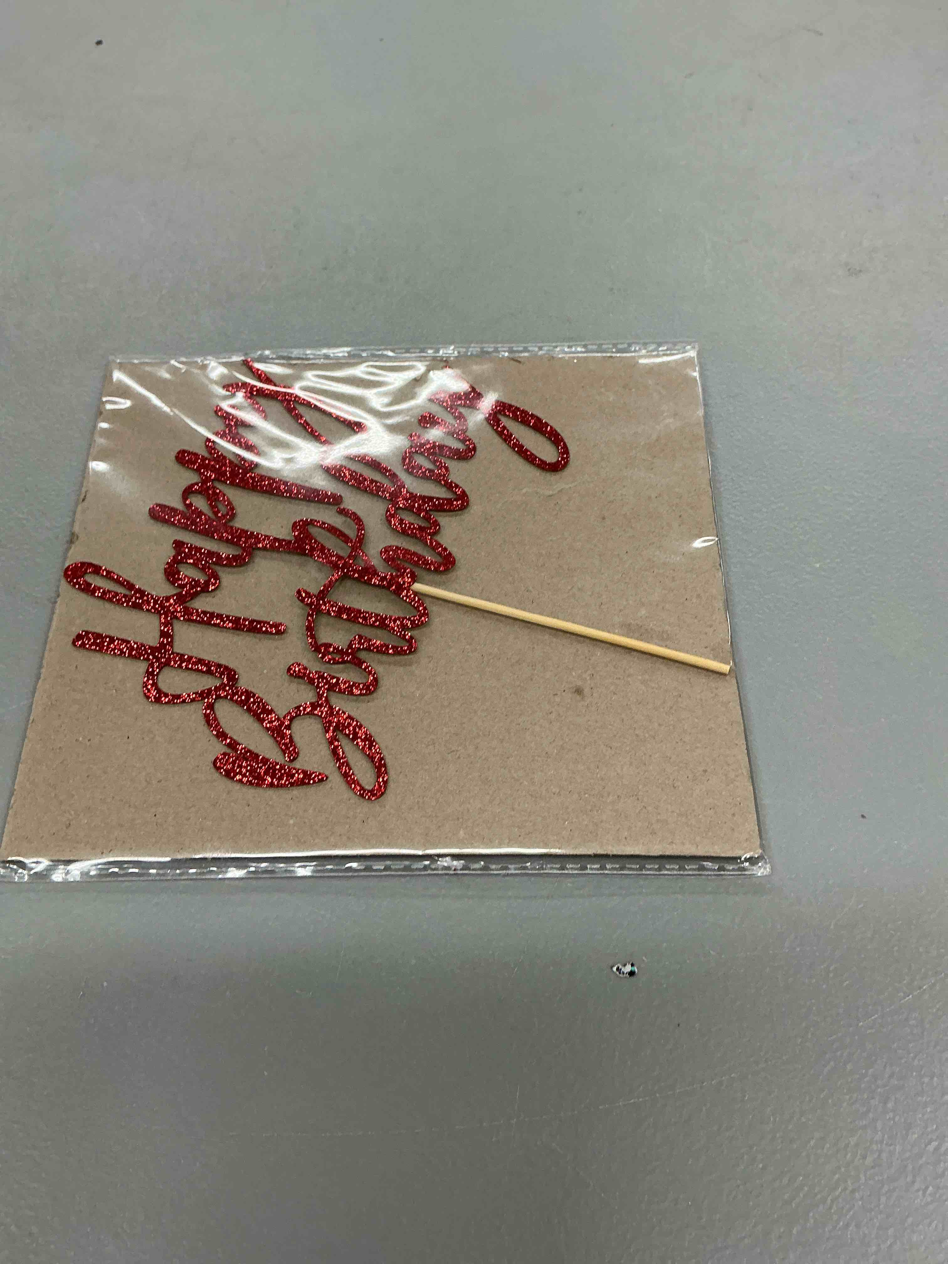 Condition photo showing Good Condition for lveud glitter happy birthday cake topper, red, 1 count, 8 inches x 7 inches, glamorous style, suitable for party decoration, birthday occasion