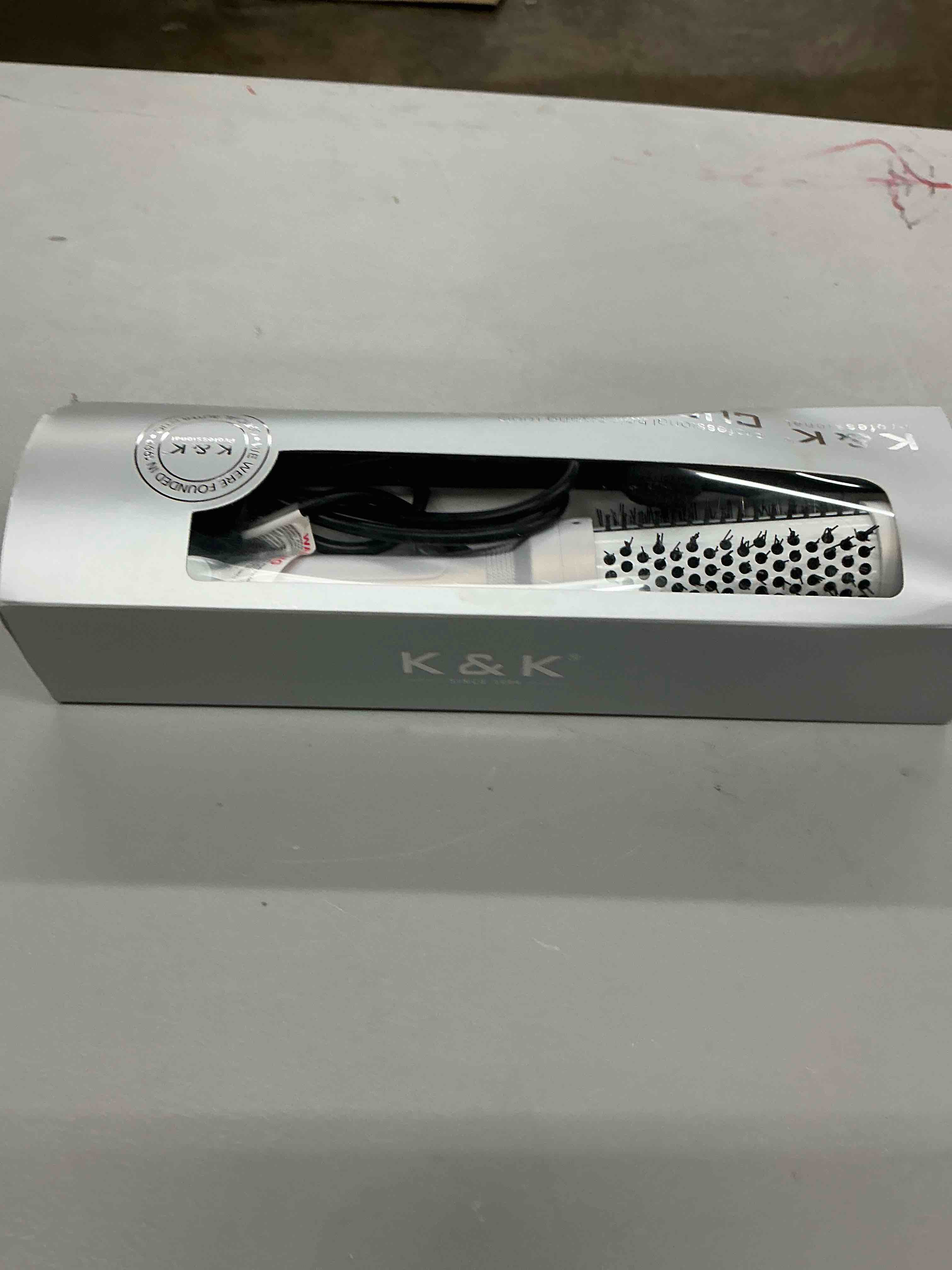 Condition photo showing Good Condition for k&k blowout boost thermal round brush, 1.5 inch ceramic tourmaline hot styling brush for blowout look, negative ion technology make hair smoother get natural curls, dual voltage