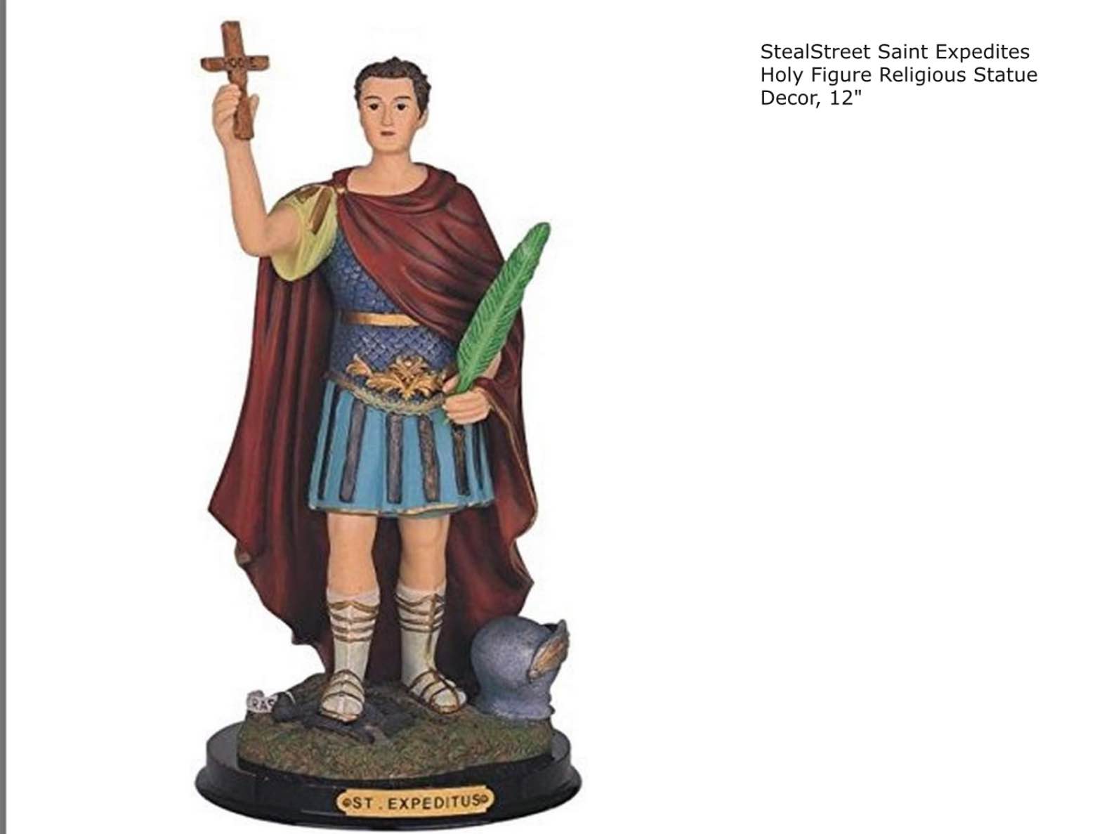 StealStreet Saint Expedites Holy Figure Religious Statue Decor, 12"