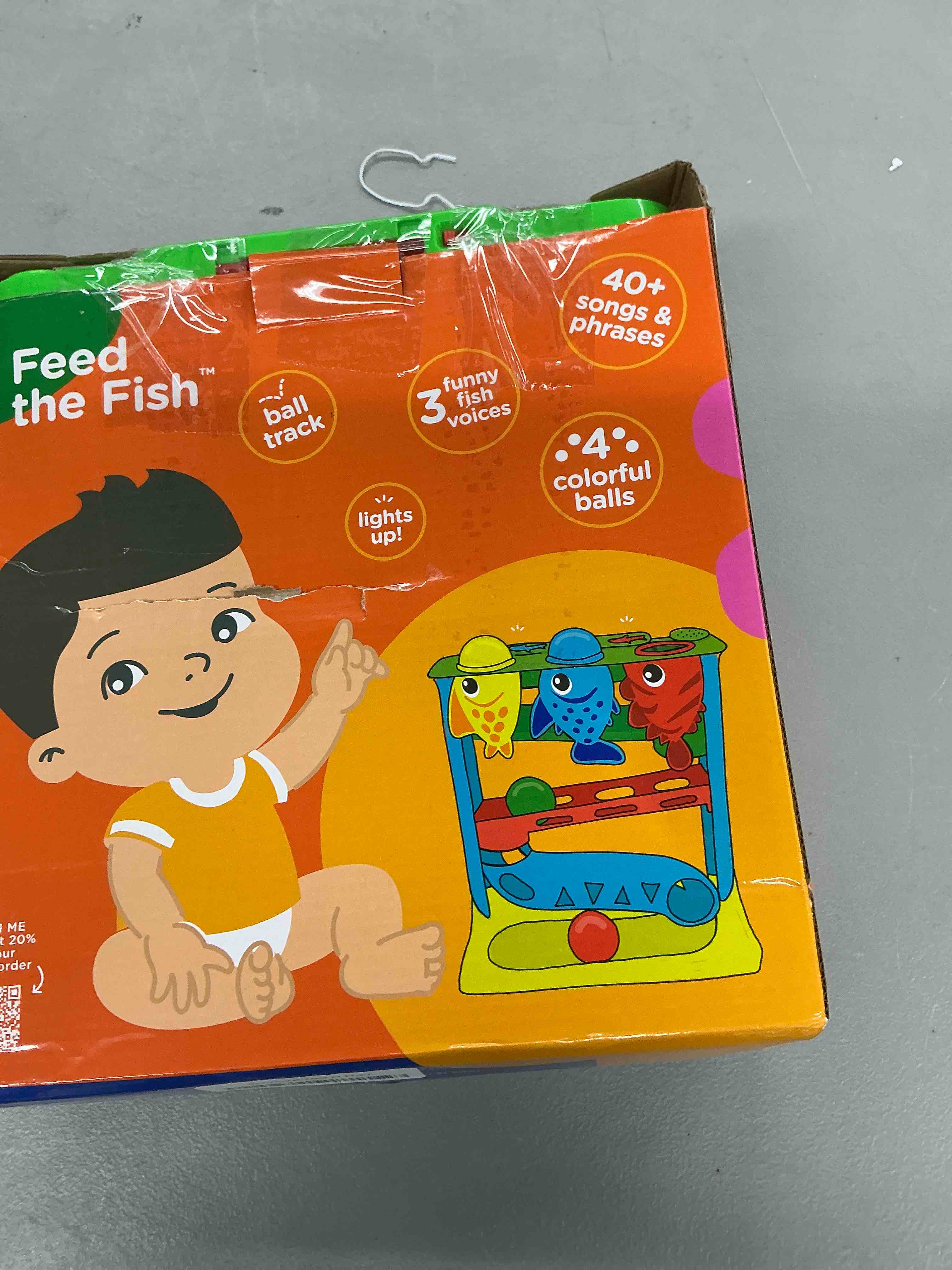 Condition photo showing Good Condition for move2play, feed the fish | 30+ fin-tastic songs & phrases | baby & toddler musical toy | first birthday present for 1+ year old | ages 6-24 months | boy & girl ball drop toy feed the fish - yellow