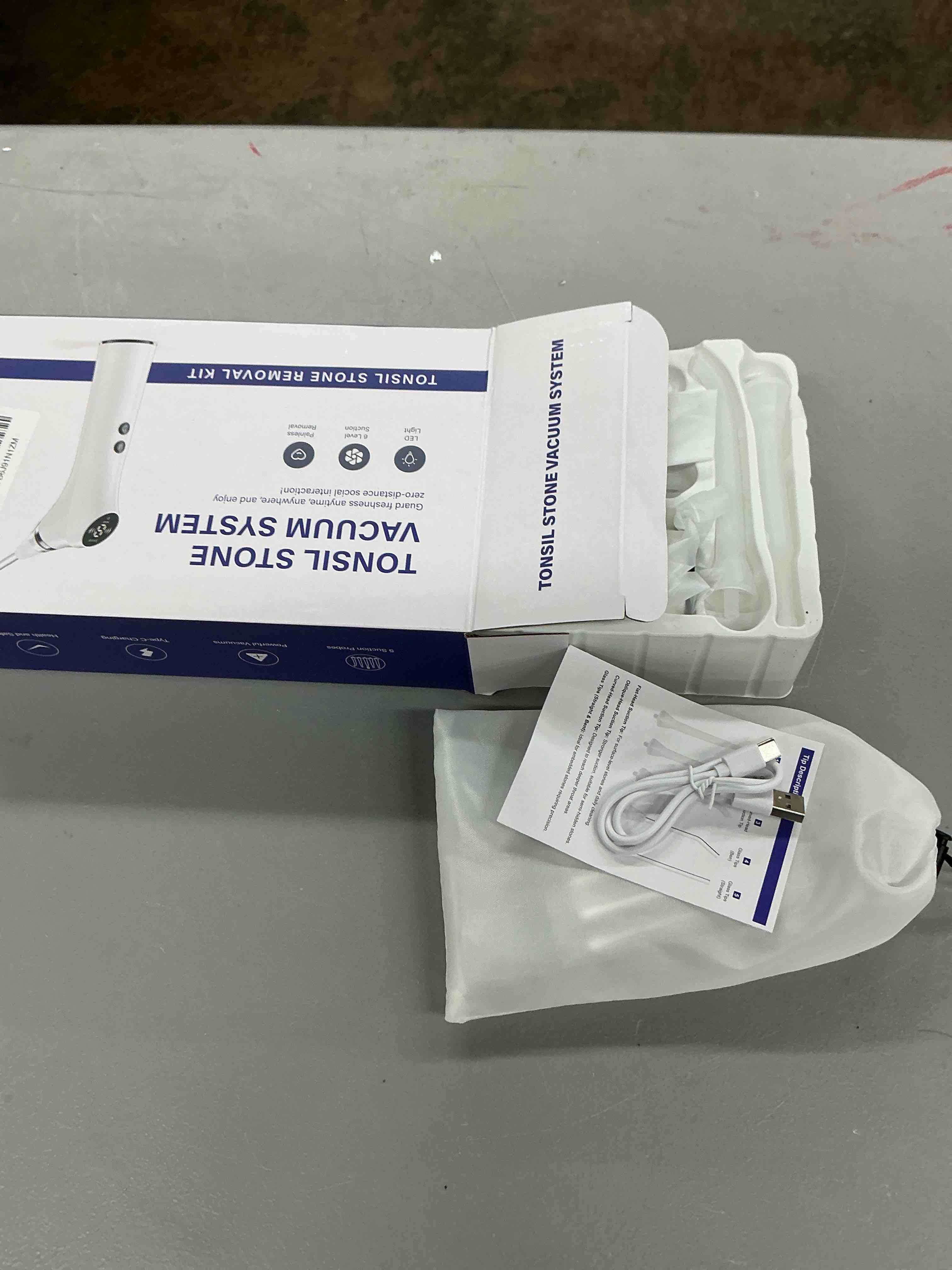 Condition photo showing Good Condition for upgraded electric tonsil stone remover – high-precision & painless cleaning, food-grade material, 6 suction levels | tonsil stone removal kit with led light, oral protection & 11 attachments (silver)