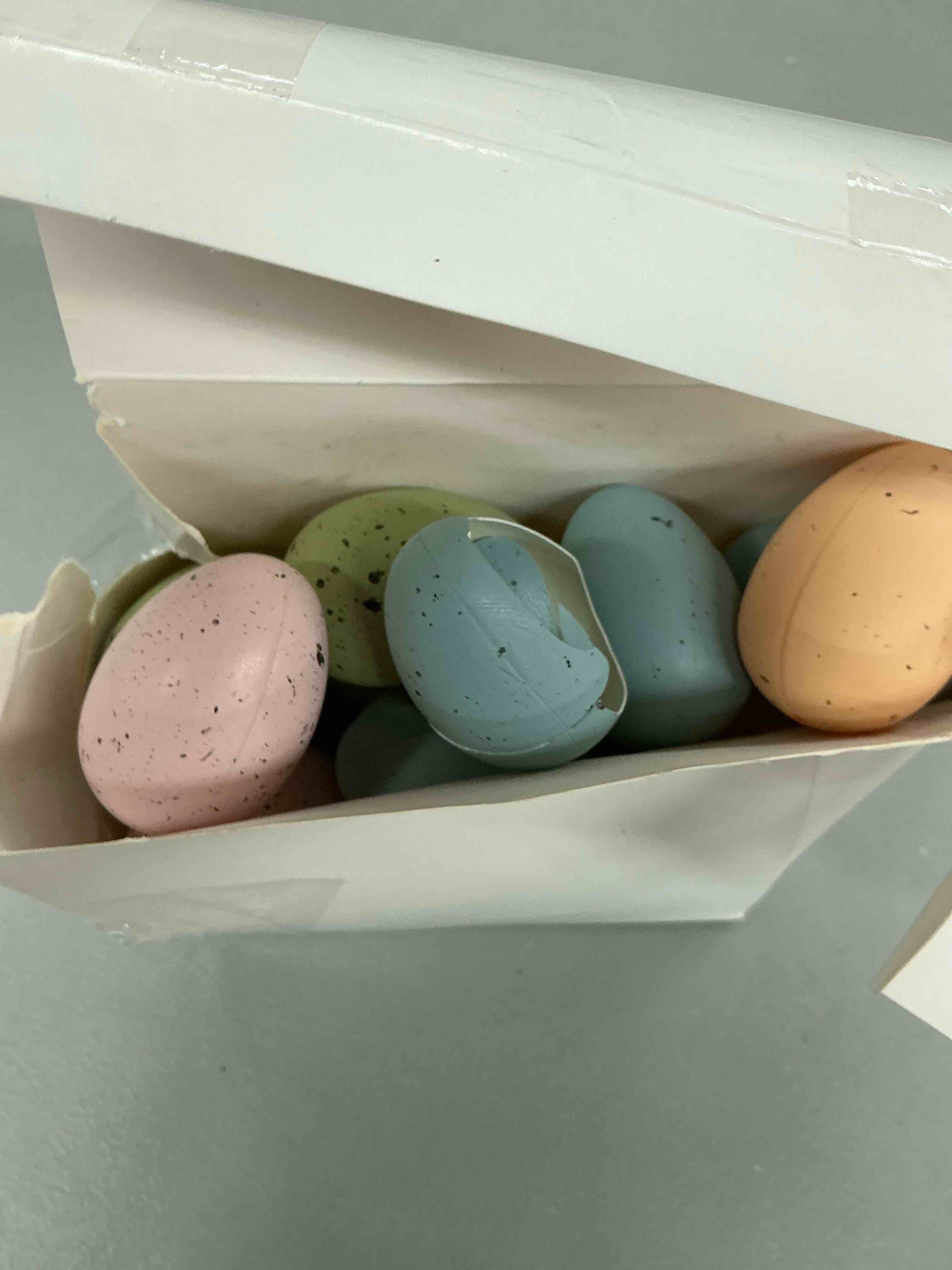 Condition photo showing Good Condition for 24 pcs easter speckled eggs, 2.4" 4 colors plastic eggs for easter decorations, pastel easter decor,bowl & vase filler, easter basket filler and spring table diy decor for home