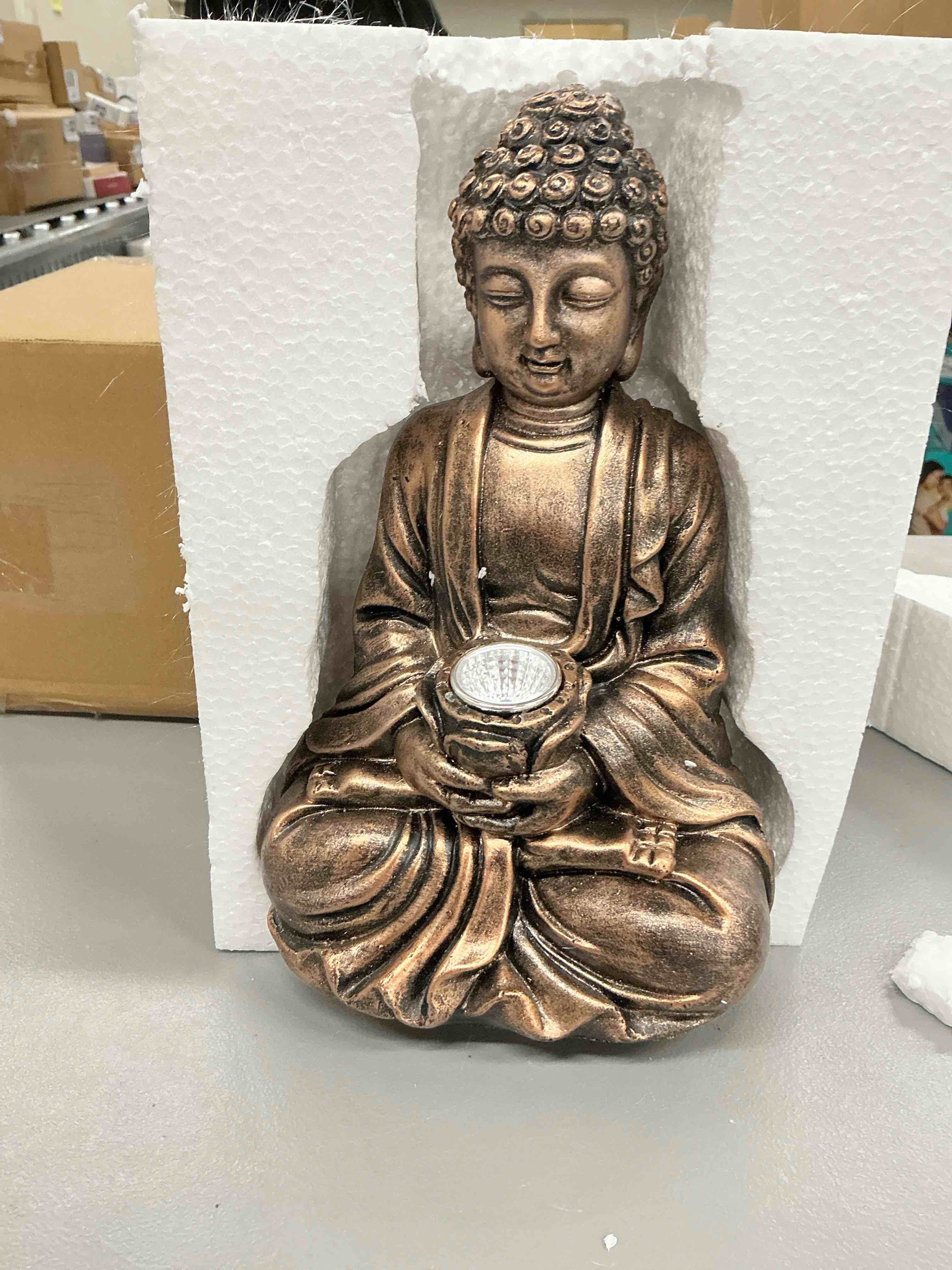 Condition photo showing Good Condition for outdoor buddha statues solar light: desk zen garden deor for outside patio home decoration meditation sculpture room decor indoor meditating figurine yard lawn ornament