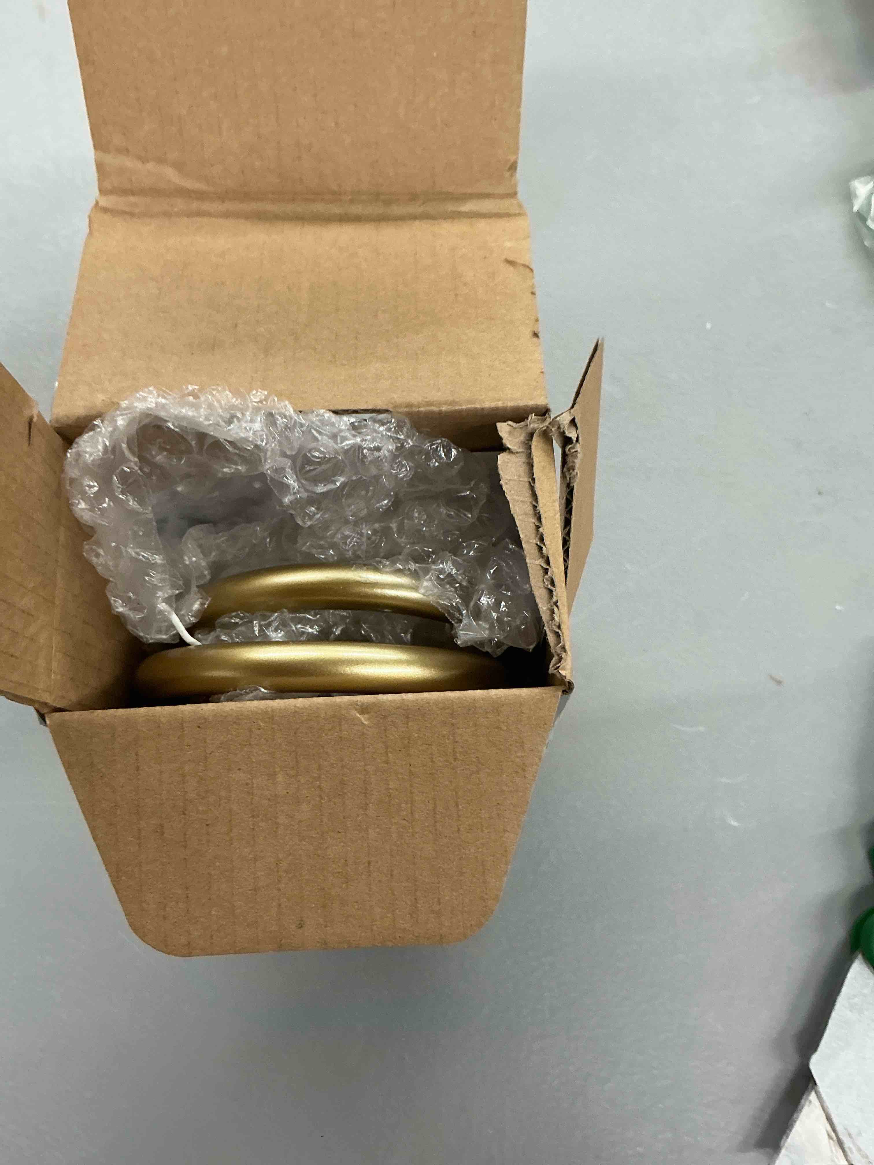 Condition photo showing Good Condition for 2 pack curtain holdbacks, usfook decorative window drapery tiebacks (2 pack/1 pair), curtain tie back hooks for wall with gold translucent finials (3.95" l x 3.4" w) small(2 pack) gold