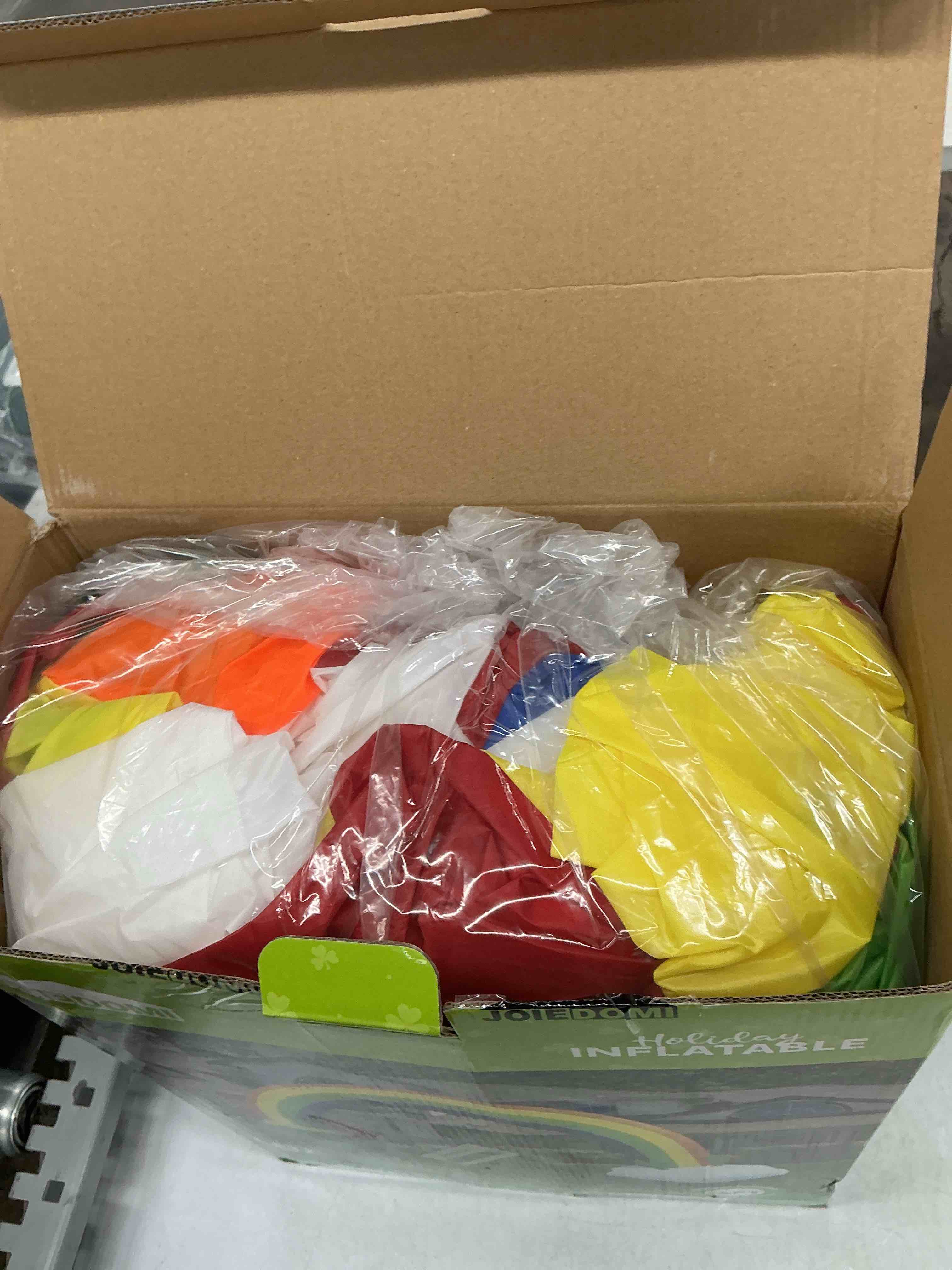 Condition photo showing Good Condition for joiedomi 14ft long 10 ft tall st patrick inflatable rainbow arch with led light build-in cauldron pot of gold inflatable yard garden decorations, indoor and outdoor theme party decor, lawn decor