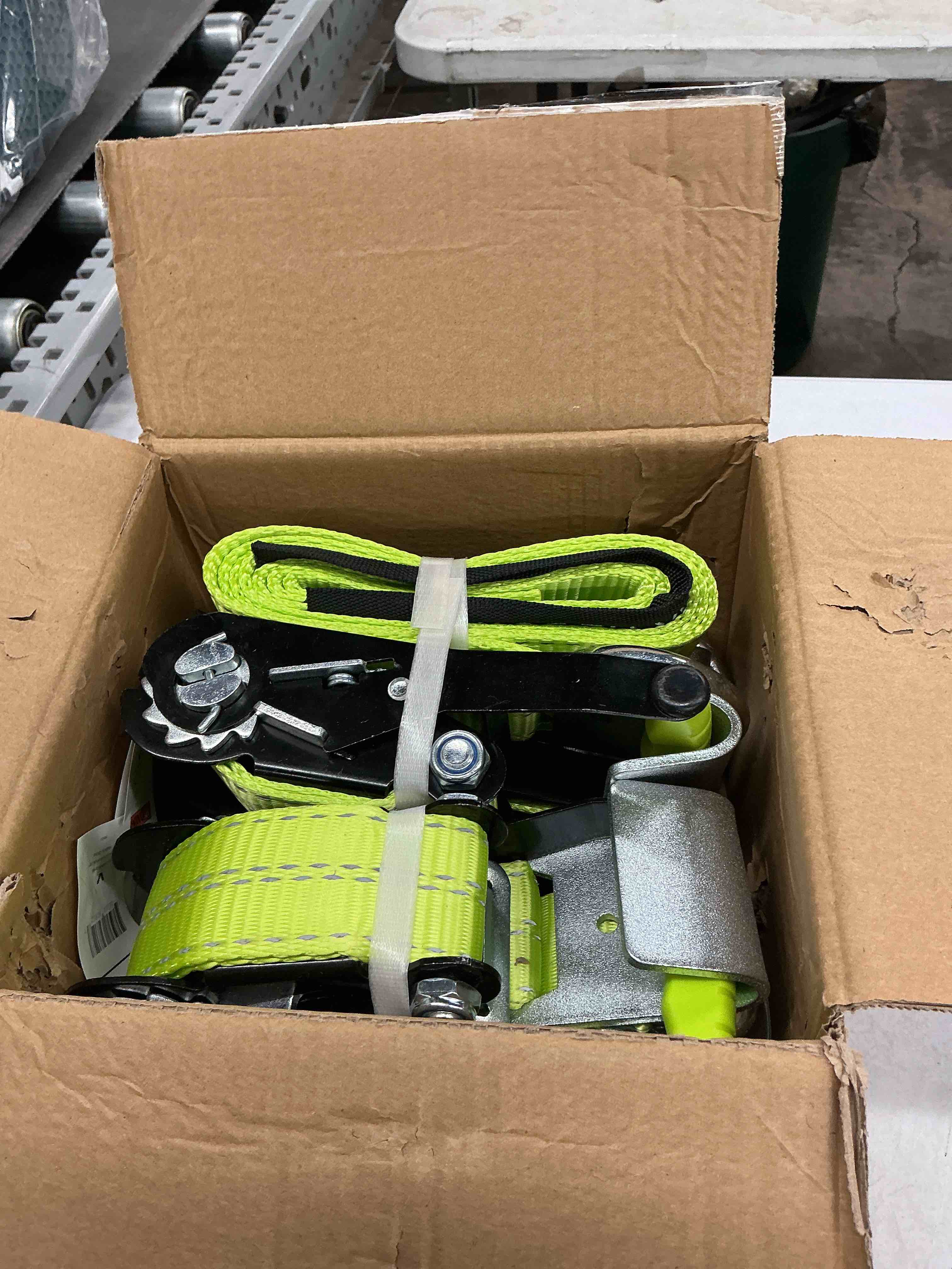 Condition photo showing Good Condition for vulcan car tie down with flat hooks - lasso style - 2 inch x 96 inch - 4 pack - high-viz - 3,300 pound safe working load flat hooks - high viz green (4 pack)