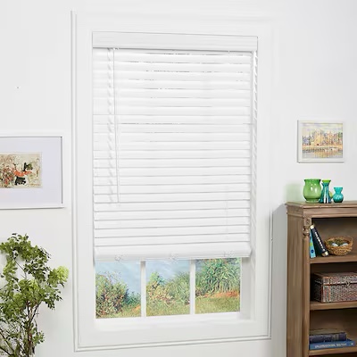 allen + roth Trim at Home 2-in Slat Width 46-in x 48-in Cordless White Faux Wood Room Darkening