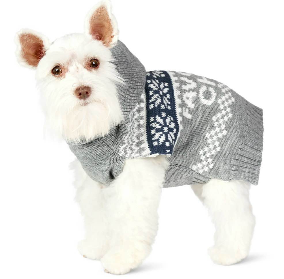 Vibrant Life Holiday Hooded Pet Sweater for Cats & Dogs, Favorite Child, Gray, Extra Small