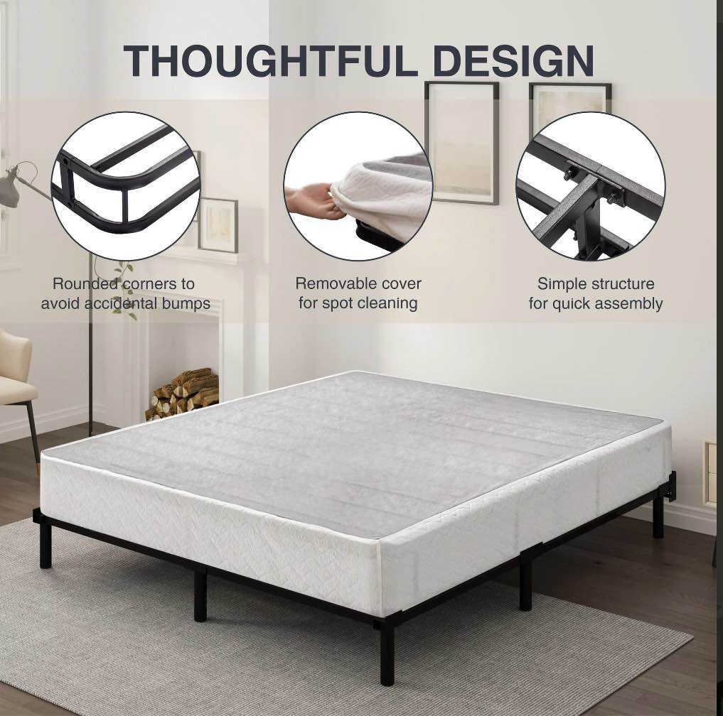 Arctus 9" Full Box Spring, Metal Mattress Foundation, Fabric Cover Included, Easy Assembly
