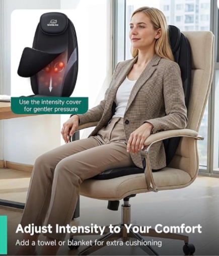 Snailax Shiatsu Back Massager with Heat for Pain Relief  Deep Kneading Massage Pad for Office Home Use