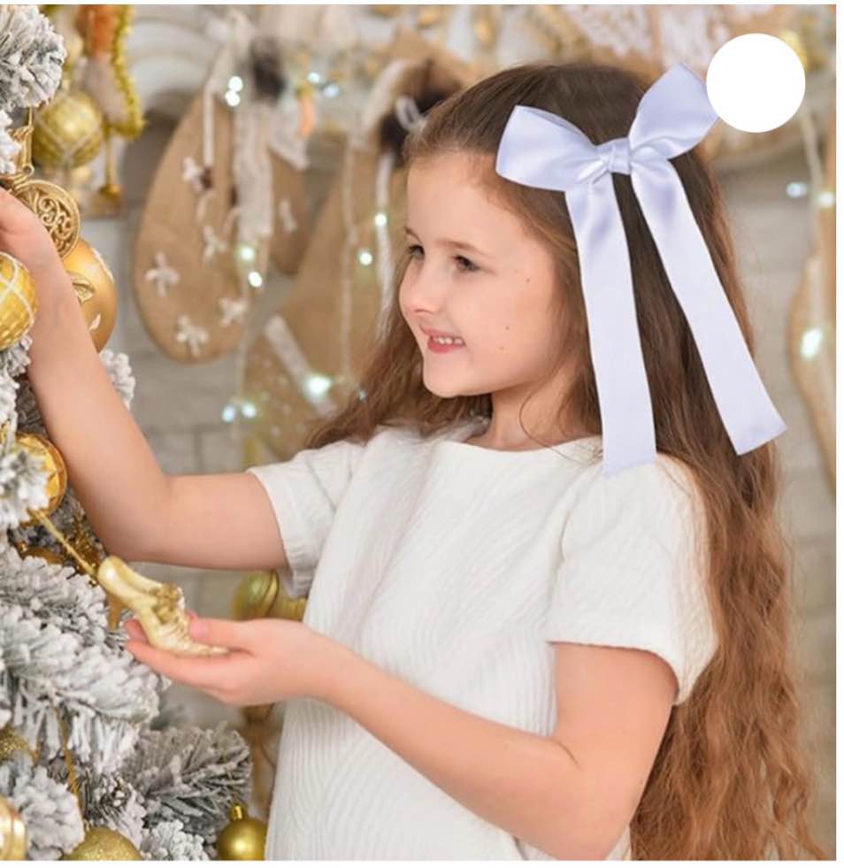 2-Pack Long Satin Ribbon Hair Bows for Girls – Elegant Silk Hair Clips for Toddlers, Infants, Teens 