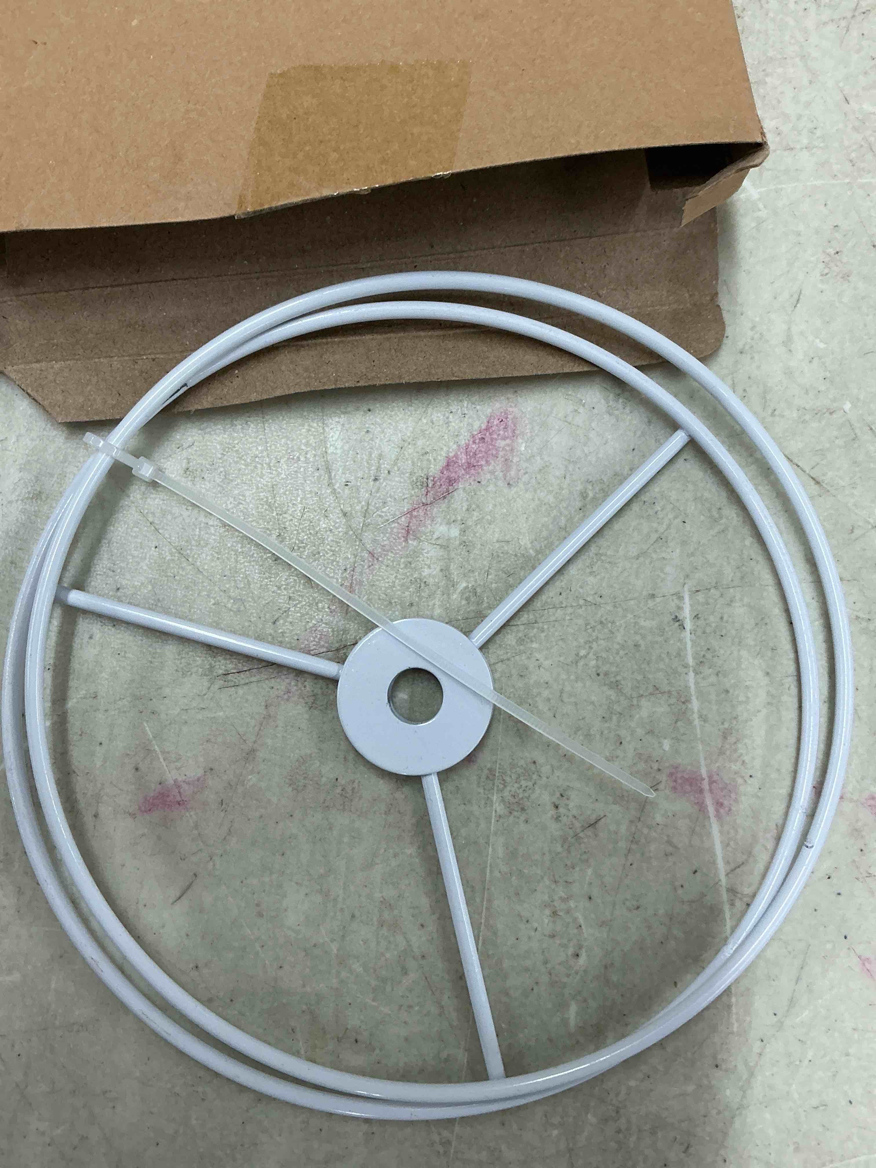 Condition photo showing Good Condition for uxcell lamp shade ring, 150mm dia. lampshade holder frame for connecting lamps harp, baked coating iron 1 set