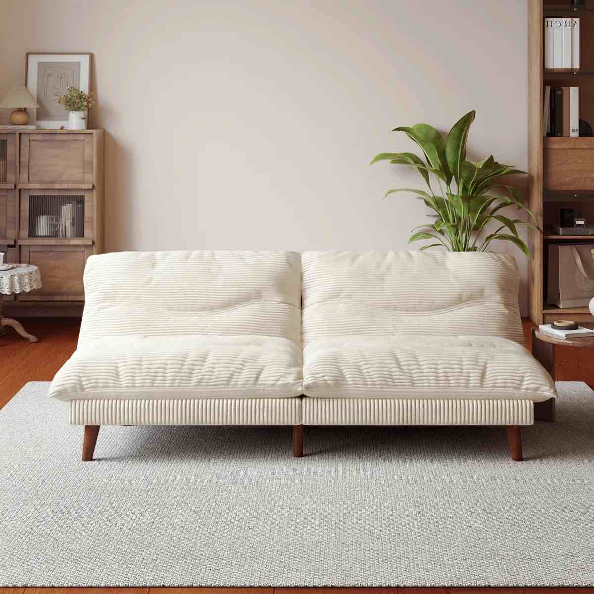 Multifunctional Corduroy Fabric Reclining Convertible Futon Sofa Bed