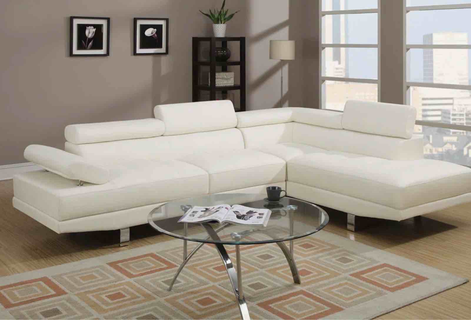 Sectional Living Room Furniture Faux Leather Adjustable Headrest