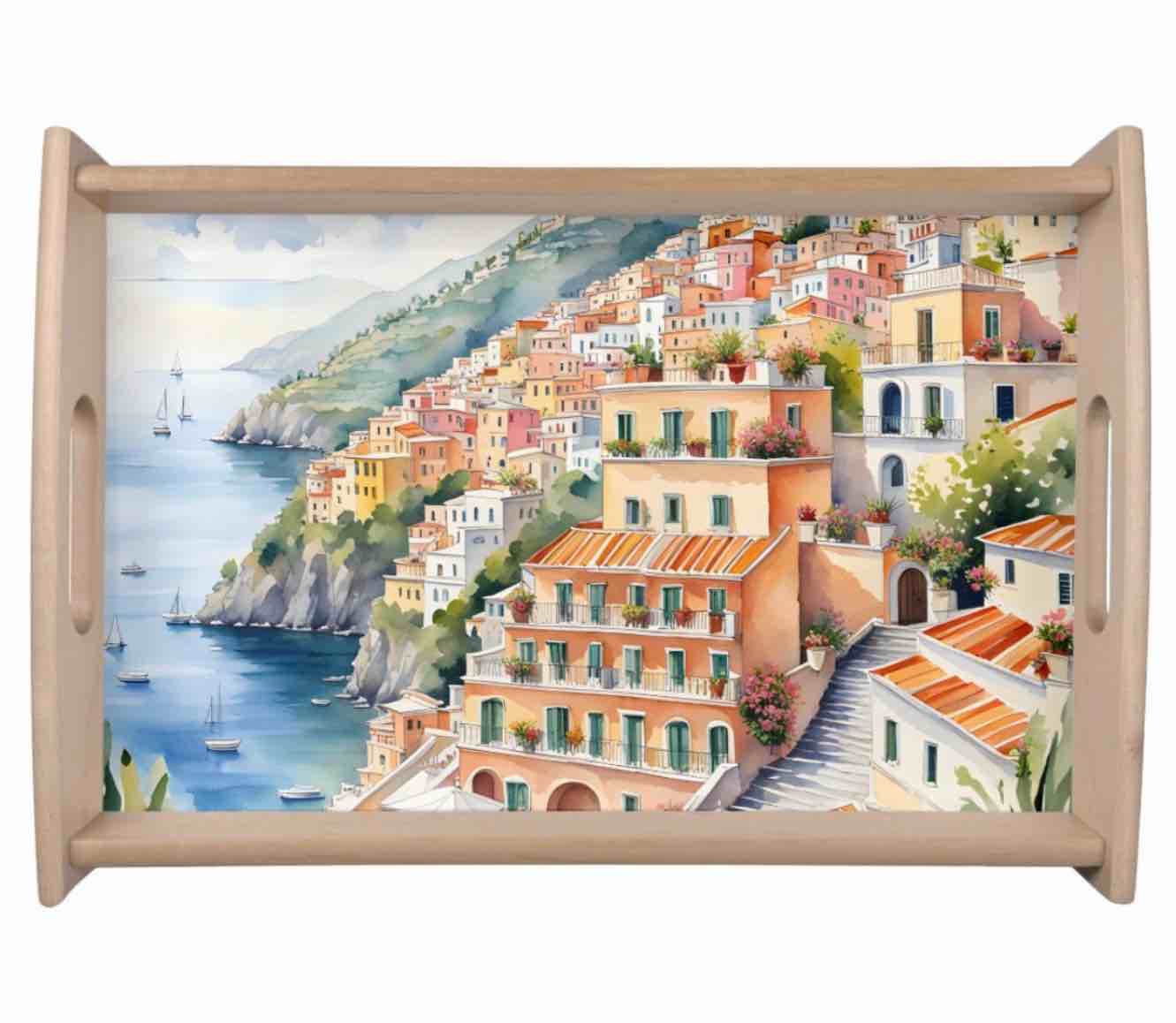 Positano: Watercolor Charm Italy's Amalfi Coast Serving Tray