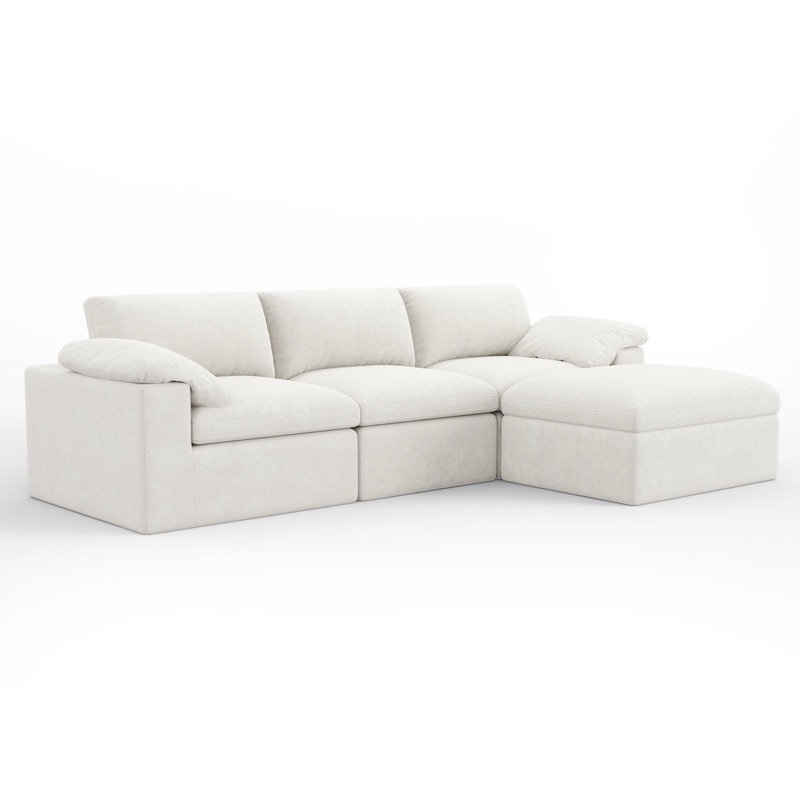 130 inch cloud modular sectional with 83.5 inch  extra deep chaise oversized no assemble sectional couch 
