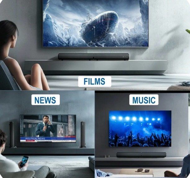 VEAT00L 2.2ch Sound Bar, 100W Bluetooth 5.0 Sound Bars for Smart TV, 3D Surround Sound System with Powerful Bass,Home Theater Speakers with USB/Optical/AUX, TV Speakers Soundbars with Split Design