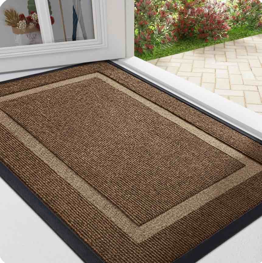 Smiry Door Mats For Inside, Low Profile Dirt Trapper Front Door Rugs, Fade Resistant Doormats For Outdoor Entrance, 47"x32", Brown
